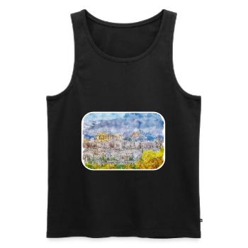 Athènes Grèce Aquarelle Sketch Illustration - Débardeur bio Premium Homme - noir - Devant - AI Model Male 178 light (178cm)