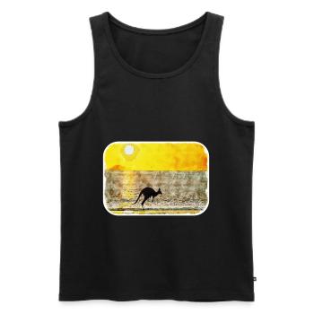 Australie Aquarelle Esquisse Dessinée à la Main Peinture - Débardeur bio Premium Homme - noir - Devant - Michal (187cm)