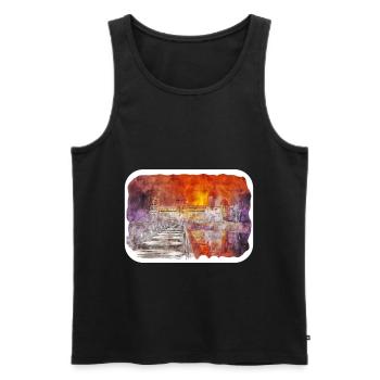 Lithuania Landmark Watercolor Sketch Illustration - Men's Premium Organic Tank Top - black - Front - Michal (187cm)