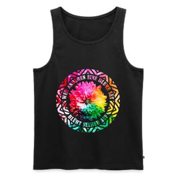 Wer anderen eine Blume sät, blüht selber auf! - Männer Premium Bio Tank Top - Schwarz - Vorne - AI Model Male 178 light (178cm)