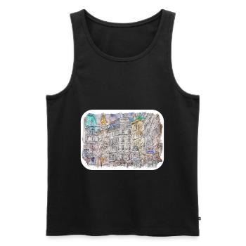 Vienna Austria Watercolor Sketch Drawn Illustratio - Men's Premium Organic Tank Top - black - Front - AI Model Male 178 light (178cm)