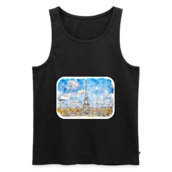 Paris Frankreich Frankreich Aquarell Skizze Illustration - Männer Premium Bio Tank Top - Schwarz - Vorne - AI Model Male 178 light (178cm)