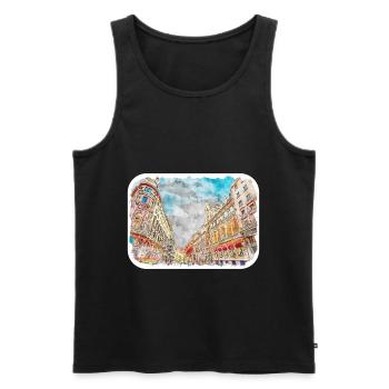 Spain Watercolor Sketch Hand Drawn Illustration - Men's Premium Organic Tank Top - black - Front - AI Model Male 178 light (178cm)