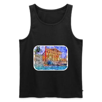 Vienna Austria Watercolor Sketch Painting - Men's Premium Organic Tank Top - black - Front - AI Model Male 178 light (178cm)