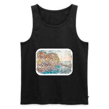 Cartagena Kolumbien Aquarell Skizze Gezeichnet Illustr - Männer Premium Bio Tank Top - Schwarz - Vorne - Michal (187cm)