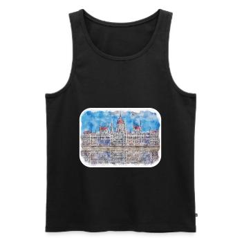 Budapest Ungarn Aquarell Skizze Illustration - Männer Premium Bio Tank Top - Schwarz - Vorne - AI Model Male 178 light (178cm)