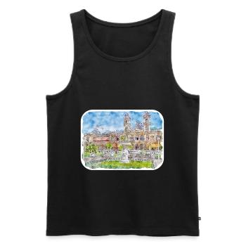 San Sebastian Espagne Aquarelle Sketch Illustration - Débardeur bio Premium Homme - noir - Devant - AI Model Male 178 light (178cm)