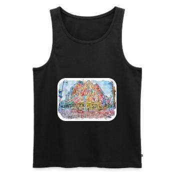 Irlande Royaume-Uni Aquarelle Esquisse Peinture Illustration - Débardeur bio Premium Homme - noir - Devant - Michal (187cm)