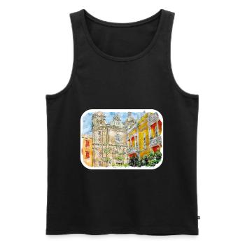 Cartagena Kolumbien Aquarell Skizze Gezeichnet Illustr - Männer Premium Bio Tank Top - Schwarz - Vorne - Michal (187cm)
