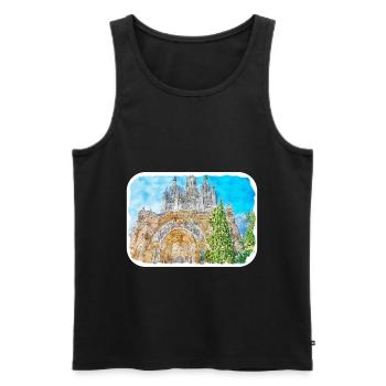Spain Watercolor Sketch Hand Drawn Illustration - Men's Premium Organic Tank Top - black - Front - AI Model Male 178 light (178cm)