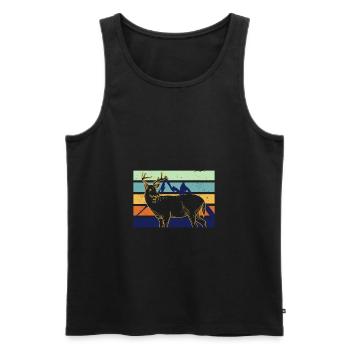 Deer Retro - Men's Premium Organic Tank Top - black - Front - Michal (187cm)