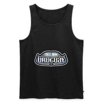 Uruguay Flagge Reise Souvenir Aufkleber Abzeichen Logo - Männer Premium Bio Tank Top - Schwarz - Vorne - Michal (187cm)