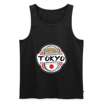 Tokyo Japon Drapeau Badge Souvenir de Voyage Timbre Souvenir - Débardeur bio Premium Homme - noir - Devant - Michal (187cm)