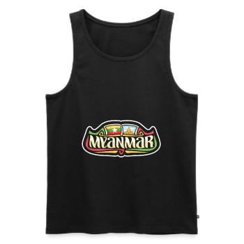 Myanmar Flagge Reise Souvenir Aufkleber Abzeichen Logo - Männer Premium Bio Tank Top - Schwarz - Vorne - Michal (187cm)