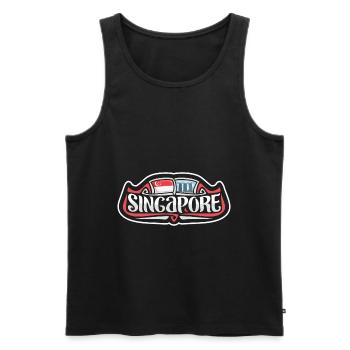 Singapour Flag Travel Souvenir Sticker Badge Logo - Débardeur bio Premium Homme - noir - Devant - Michal (187cm)