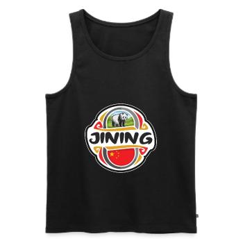 Jining China Flagge Abzeichen Reise Souvenir Stempel - Männer Premium Bio Tank Top - Schwarz - Vorne - Michal (187cm)