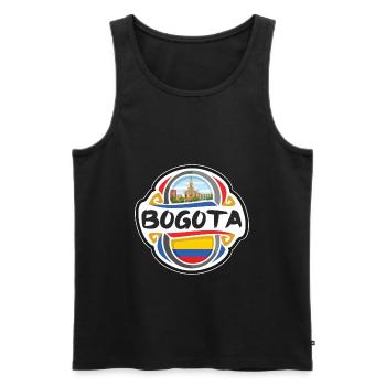 Bogota Colombie Drapeau Badge Voyage Souvenir Timbre - Débardeur bio Premium Homme - noir - Devant - Michal (187cm)