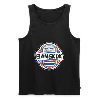 Bangkok Thaïlande Flag Badge Voyage Souvenir Timbre - Débardeur bio Premium Homme - noir - Devant - Michal (187cm)