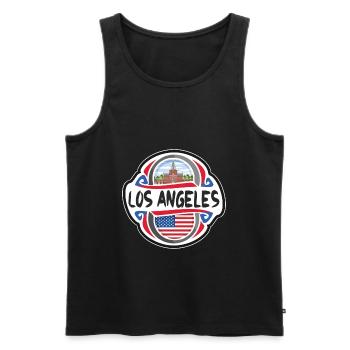 Los Angeles États-Unis Drapeau des États-Unis Souvenir de voyage - Débardeur bio Premium Homme - noir - Devant - AI Model Male 178 light (178cm)