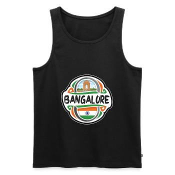 Bangalore India Flag Badge Travel Souvenir Stamp - Men's Premium Organic Tank Top - black - Front - AI Model Male 178 light (178cm)