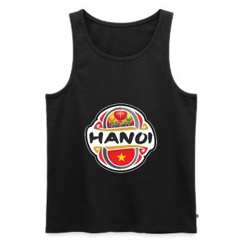Hanoi Vietnam Flagge Abzeichen Reise Souvenir Stempel - Männer Premium Bio Tank Top - Schwarz - Vorne - AI Model Male 178 light (178cm)