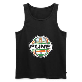 Pune India Flag Badge Souvenir de voyage - Débardeur bio Premium Homme - noir - Devant - Michal (187cm)