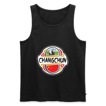Changchun China Flag Badge Souvenir de voyage - Débardeur bio Premium Homme - noir - Devant - Michal (187cm)