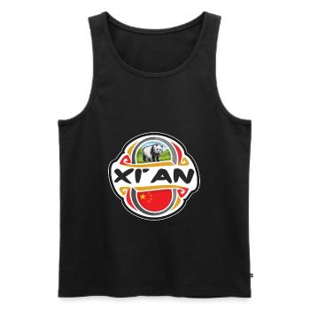Xi'an China Flagge Abzeichen Reise Souvenir Stempel - Männer Premium Bio Tank Top - Schwarz - Vorne - Michal (187cm)
