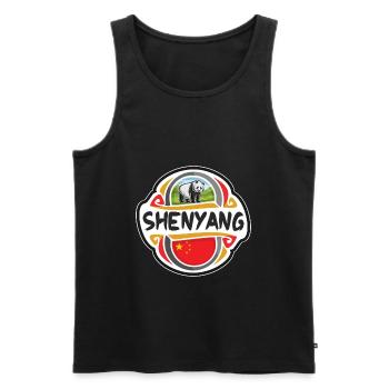 Shenyang Chine Drapeau Badge Souvenir de Voyage Timbre - Débardeur bio Premium Homme - noir - Devant - Michal (187cm)
