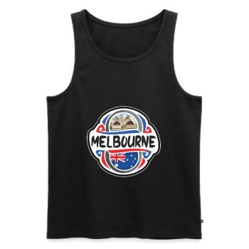 Melbourne Australia Flag Travel Souvenir Badge Sta - Men's Premium Organic Tank Top - black - Front - AI Model Male 178 light (178cm)