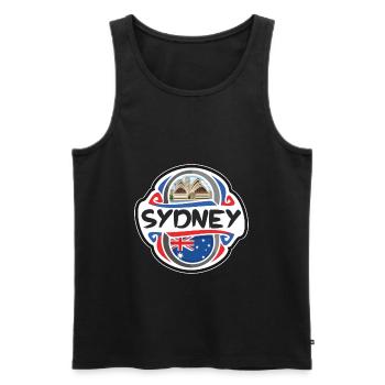Sydney Australia Flag Badge Travel Souvenir Stamp - Men's Premium Organic Tank Top - black - Front - Michal (187cm)