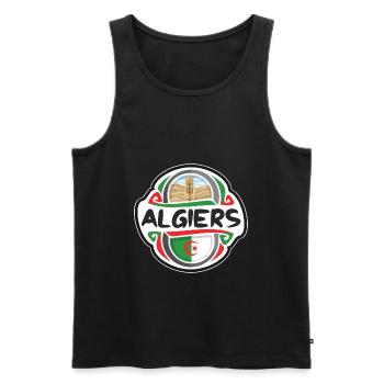 Algiers Algeria Flag Badge Travel Souvenir Stamp - Men's Premium Organic Tank Top - black - Front - AI Model Male 178 light (178cm)
