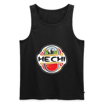 Hechi China Flag Badge Souvenir de voyage - Débardeur bio Premium Homme - noir - Devant - AI Model Male 178 light (178cm)