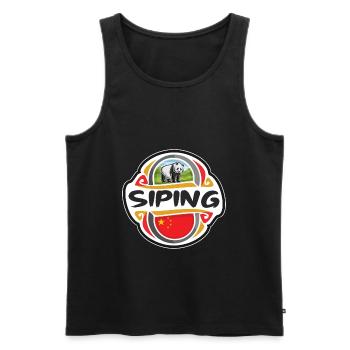 Siping China Flag Badge Souvenir de voyage - Débardeur bio Premium Homme - noir - Devant - Michal (187cm)