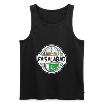 Faisalabad Pakistan Drapeau Voyage Souvenir Badge Sta - Débardeur bio Premium Homme - noir - Devant - Michal (187cm)