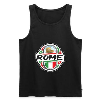 Rom Italien Flagge Abzeichen Reise Souvenir Stempel - Männer Premium Bio Tank Top - Schwarz - Vorne - AI Model Male 178 light (178cm)