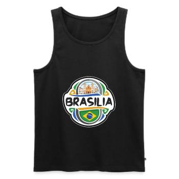 Brasilia Brazil Flag Badge Travel Souvenir Stamp - Men's Premium Organic Tank Top - black - Front - Michal (187cm)