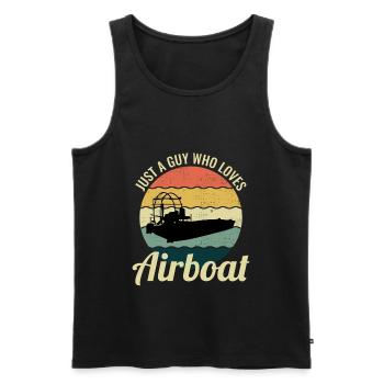 Airboat Fanboat Airboating Planeboat Bateau de marais - Débardeur bio Premium Homme - noir - Devant - AI Model Male 178 light (178cm)