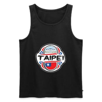 Taipei Taiwan Flag Badge Travel Souvenir Stamp - Men's Premium Organic Tank Top - black - Front - AI Model Male 178 light (178cm)
