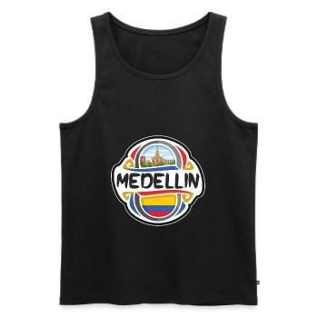 Medellin Colombie Drapeau Badge Voyage Souvenir Timbre - Débardeur bio Premium Homme - noir - Devant - Michal (187cm)