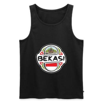 Bekasi Indonesia Flag Badge Travel Souvenir Stamp - Men's Premium Organic Tank Top - black - Front - Michal (187cm)