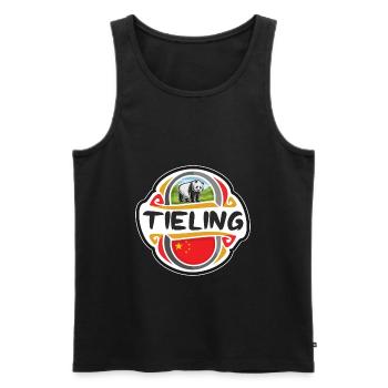 Tieling Chine Drapeau Badge Voyage Souvenir Timbre - Débardeur bio Premium Homme - noir - Devant - Michal (187cm)