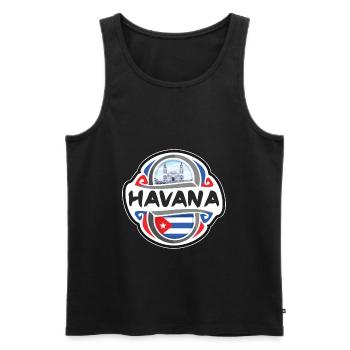 Havana Cuba Flag Badge Travel Souvenir Stamp - Men's Premium Organic Tank Top - black - Front - Michal (187cm)
