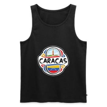 Caracas Venezuela Flag Badge Travel Souvenir Stamp - Men's Premium Organic Tank Top - black - Front - Michal (187cm)