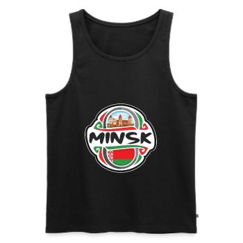 Minsk Belarus Flagge Abzeichen Reise Souvenir Stempel - Männer Premium Bio Tank Top - Schwarz - Vorne - AI Model Male 178 light (178cm)