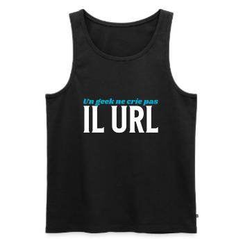 un geek ne crie pas il url - Débardeur bio Premium Homme - noir - Devant - Michal (187cm)