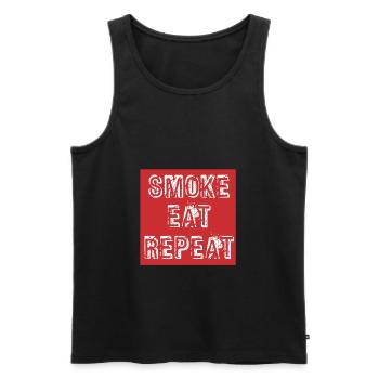 BBQ Grill SMOKE EAT RÉPÉTER - Débardeur bio Premium Homme - noir - Devant - AI Model Male 178 light (178cm)