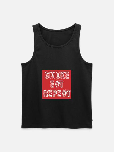 BBQ Grill SMOKE EAT REPEAT - Men's Premium Organic Tank Top - black