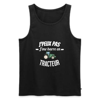 J'peux pas j'me barre en tracteur - Débardeur bio Premium Homme - noir - Devant - AI Model Male 178 light (178cm)