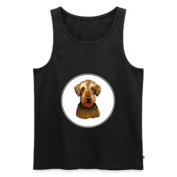 Airedale Terrier Dog Aquarelle Illustration - Débardeur bio Premium Homme - noir - Devant - Michal (187cm)